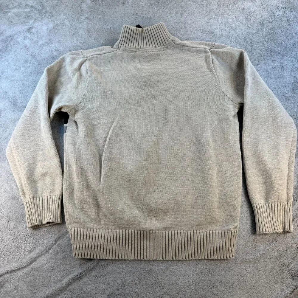 Eddie Bauer Sweater Mens Medium 1/4 Zip Cotton Stripe Pullover